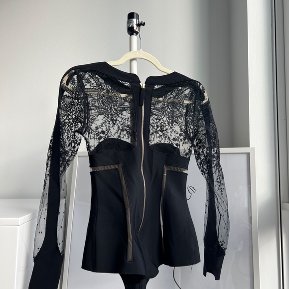 La Perla Black Label Ultra Rare Desire Neoprene Lace Zipper Bodysuit (Black) - Picture 5 of 10